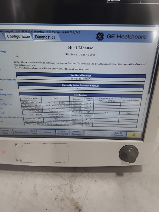 GE Healthcare Carescape B650 Post Anesthesia Care Patient Monitor