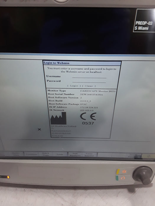 GE Healthcare Carescape B650 Post Anesthesia Care Patient Monitor