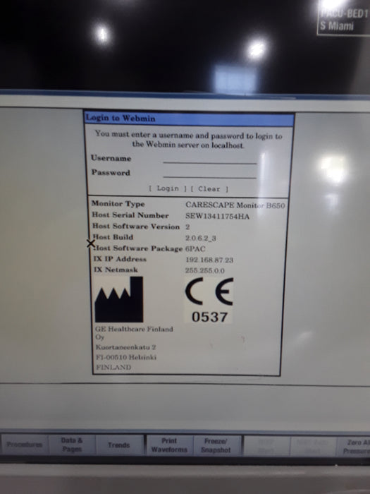 GE Healthcare Carescape B650 Post Anesthesia Care Patient Monitor