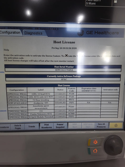 GE Healthcare Carescape B650 Post Anesthesia Care Patient Monitor