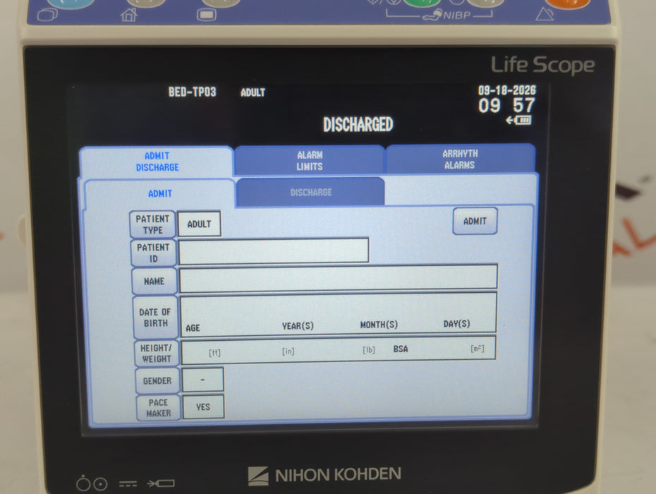Nihon Kohden BSM-1733 Life Scope PT Transport Patient Monitor