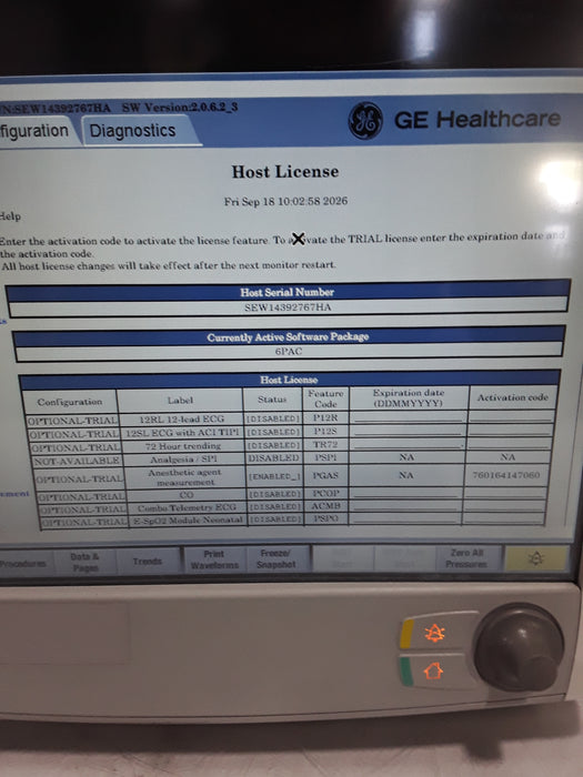 GE Healthcare Carescape B650 Post Anesthesia Care Patient Monitor