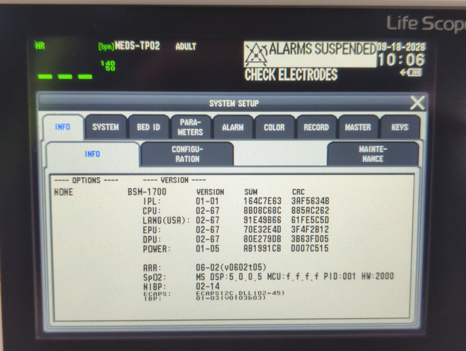Nihon Kohden BSM-1733 Life Scope PT Transport Patient Monitor