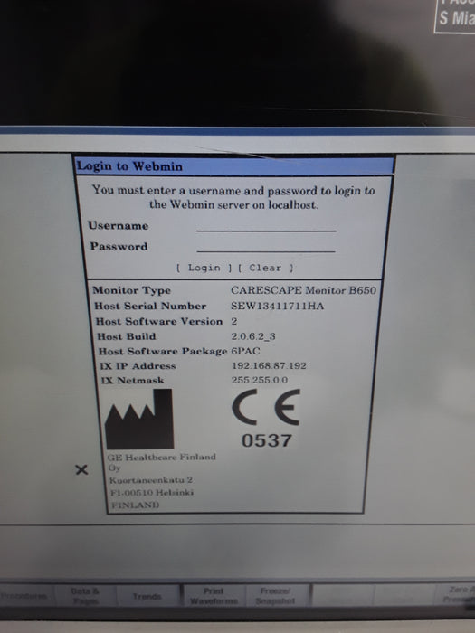 GE Healthcare Carescape B650 Post Anesthesia Care Patient Monitor