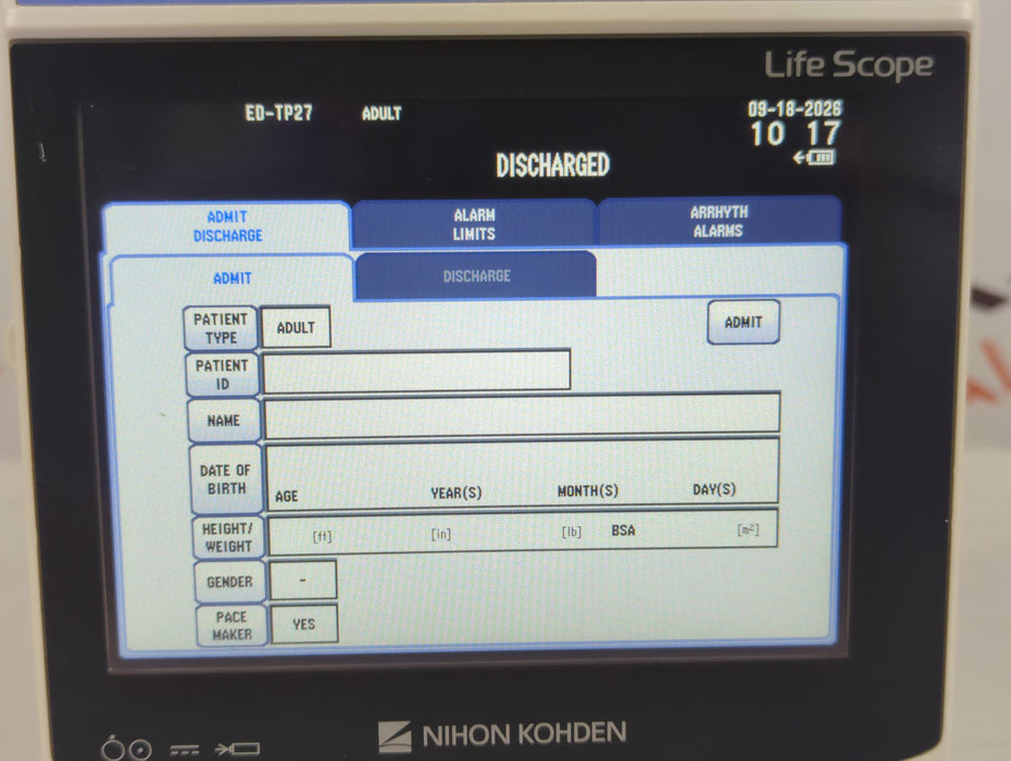 Nihon Kohden BSM-1733 Life Scope PT Transport Patient Monitor