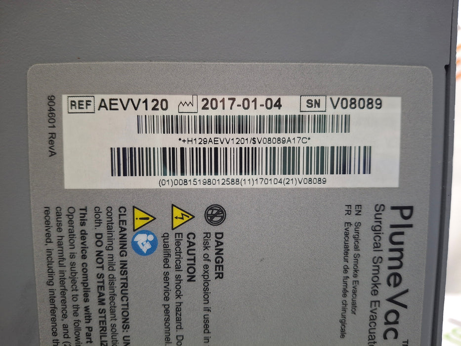 Zimmer PlumeVac AEVV120 Surgical Smoke Evacuator