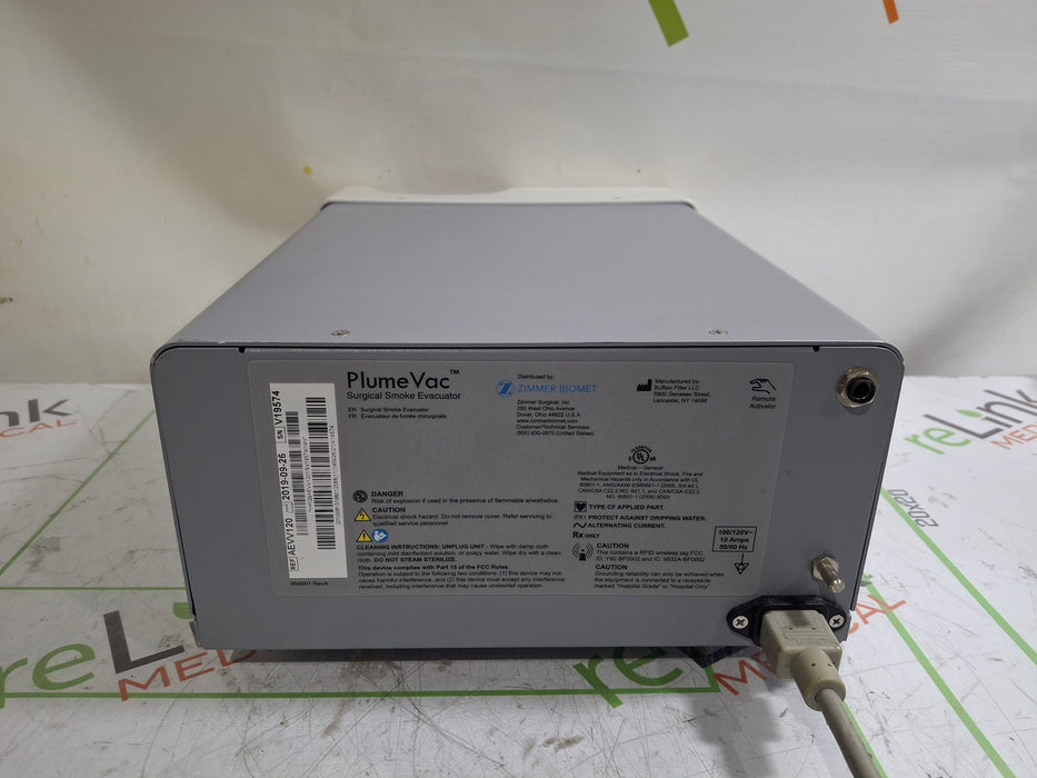 Zimmer PlumeVac AEVV120 Surgical Smoke Evacuator