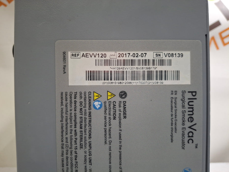 Zimmer PlumeVac AEVV120 Surgical Smoke Evacuator
