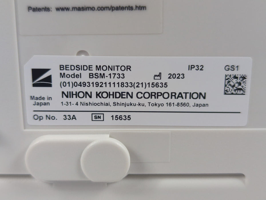 Nihon Kohden BSM-1733 Life Scope PT Transport Patient Monitor