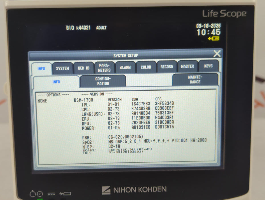 Nihon Kohden BSM-1733 Life Scope PT Transport Patient Monitor