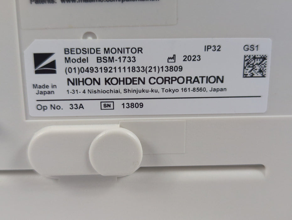 Nihon Kohden BSM-1733 Life Scope PT Transport Patient Monitor