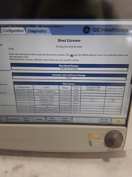 GE Healthcare Carescape B650 Post Anesthesia Care Patient Monitor