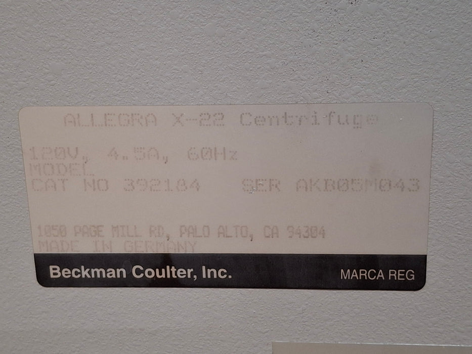 Beckman Coulter Allegra X-22 Centrifuge