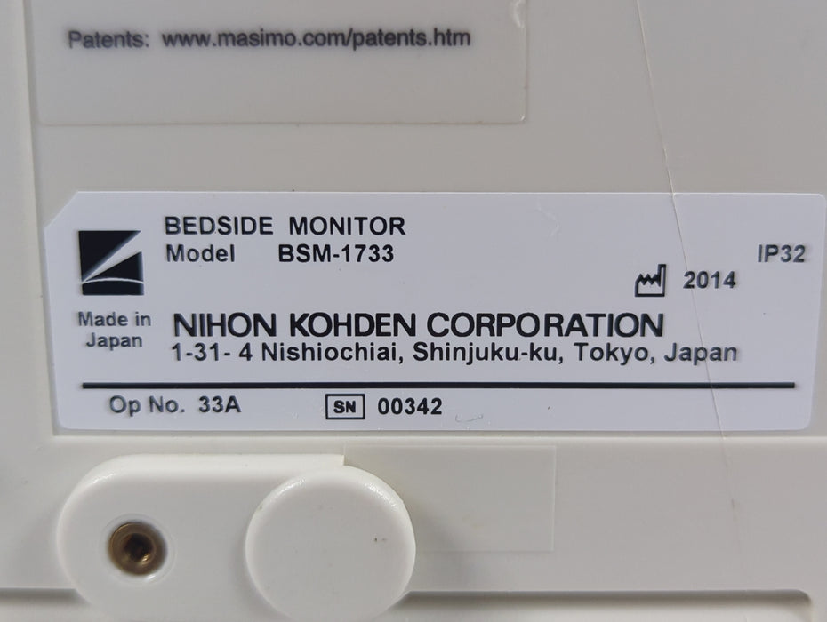 Nihon Kohden BSM-1733 Life Scope PT Transport Patient Monitor