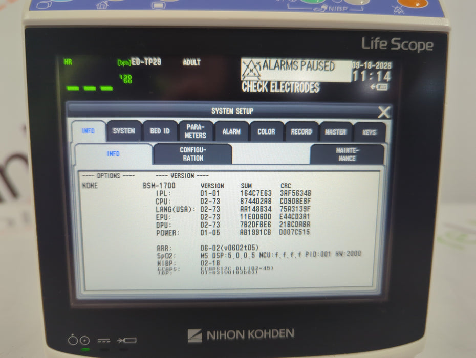Nihon Kohden BSM-1733 Life Scope PT Transport Patient Monitor