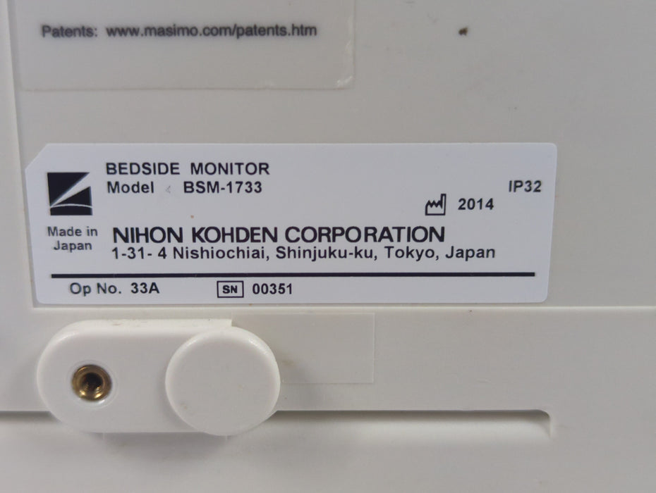 Nihon Kohden BSM-1733 Life Scope PT Transport Patient Monitor