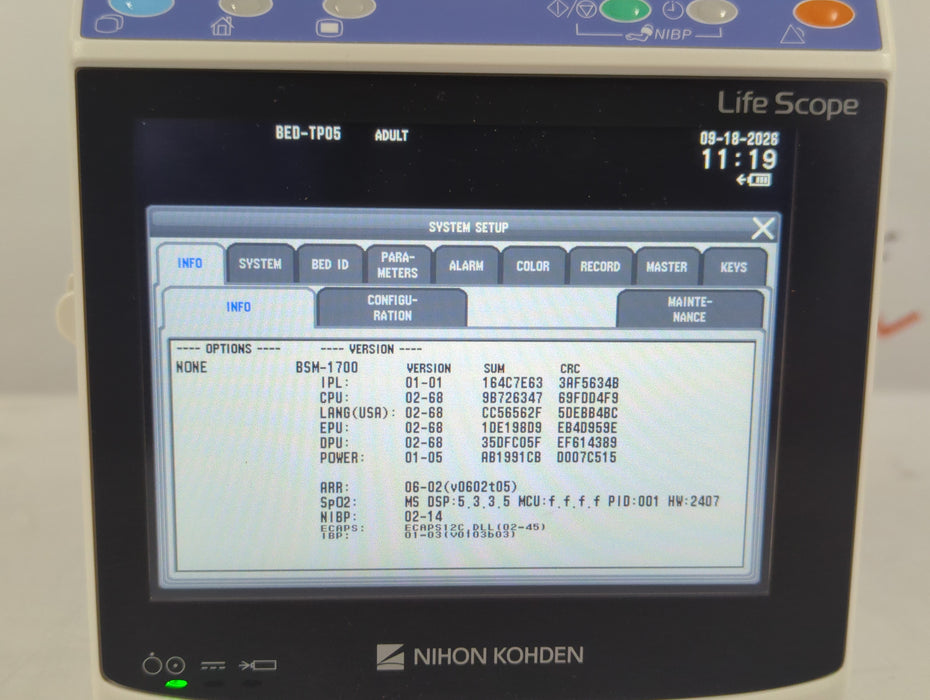 Nihon Kohden BSM-1733 Life Scope PT Transport Patient Monitor