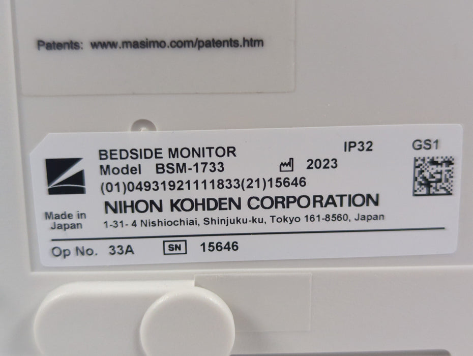 Nihon Kohden BSM-1733 Life Scope PT Transport Patient Monitor