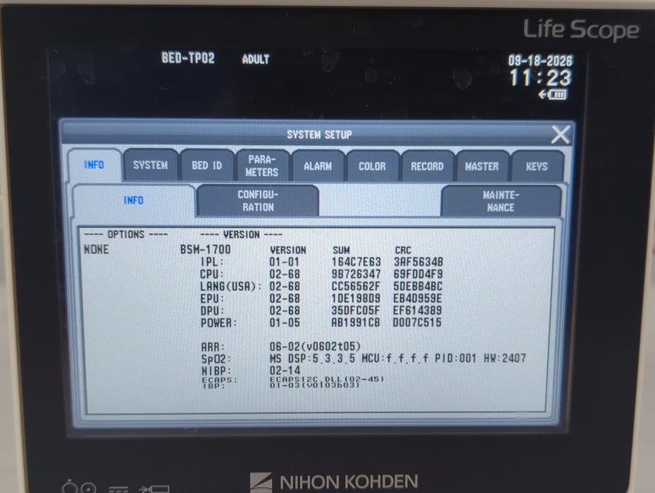 Nihon Kohden BSM-1733 Life Scope PT Transport Patient Monitor
