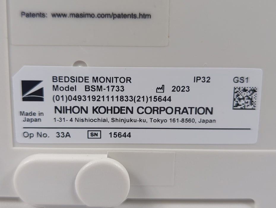 Nihon Kohden BSM-1733 Life Scope PT Transport Patient Monitor
