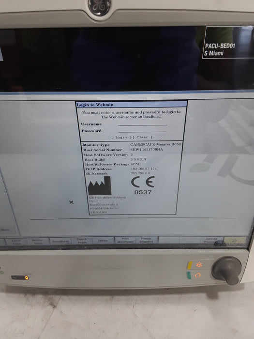 GE Healthcare Carescape B650 Post Anesthesia Care Patient Monitor