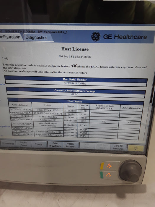 GE Healthcare Carescape B650 Post Anesthesia Care Patient Monitor
