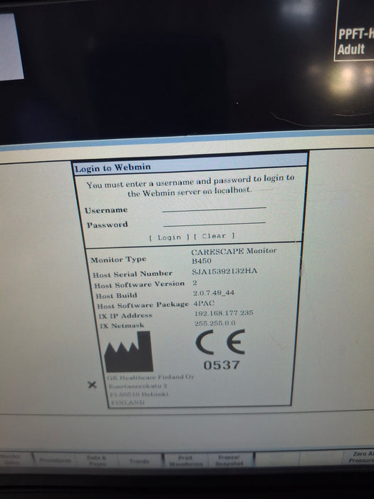 GE Healthcare Carescape B450 Post Anesthesia Care Patient Monitor