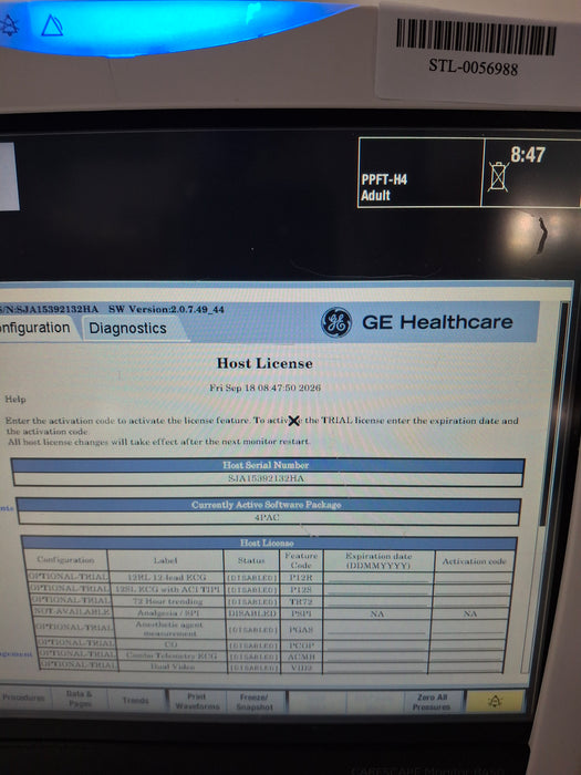 GE Healthcare Carescape B450 Post Anesthesia Care Patient Monitor