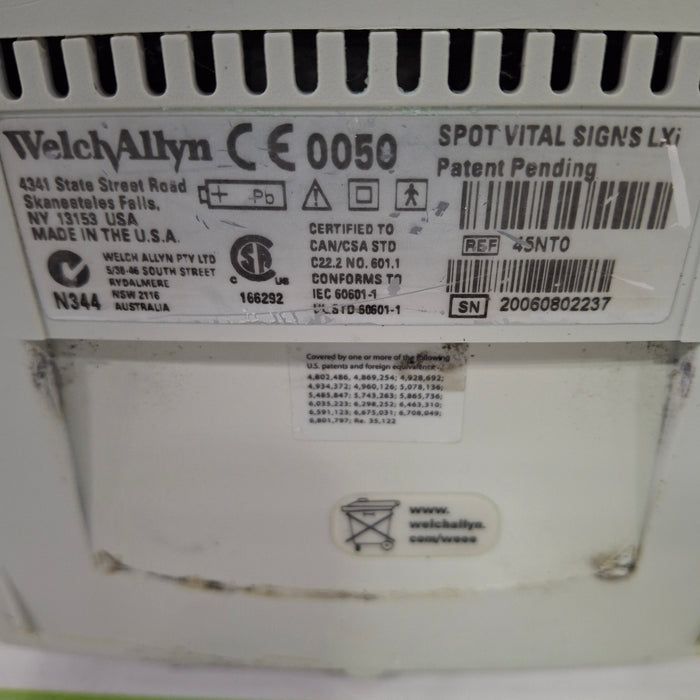 Welch Allyn Spot LXi - NIBP, SureTemp Plus, Nellcor SpO2 Vital Signs Monitor
