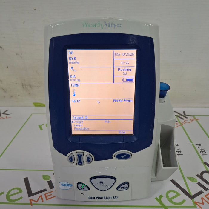Welch Allyn Spot LXi - NIBP, SureTemp Plus, Nellcor SpO2 Vital Signs Monitor