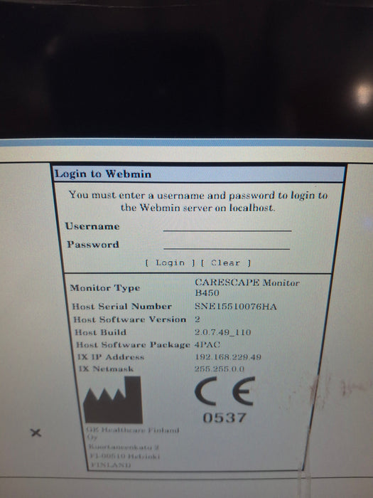 GE Healthcare Carescape B450 Post Anesthesia Care Patient Monitor