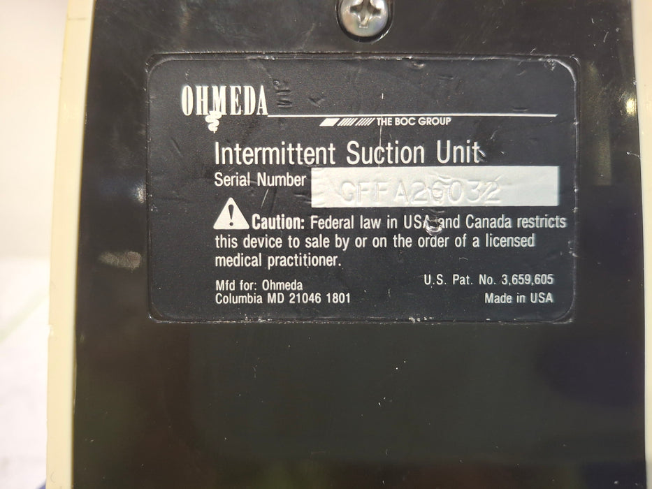 Ohmeda Medical 200 Intermittent Suction Unit