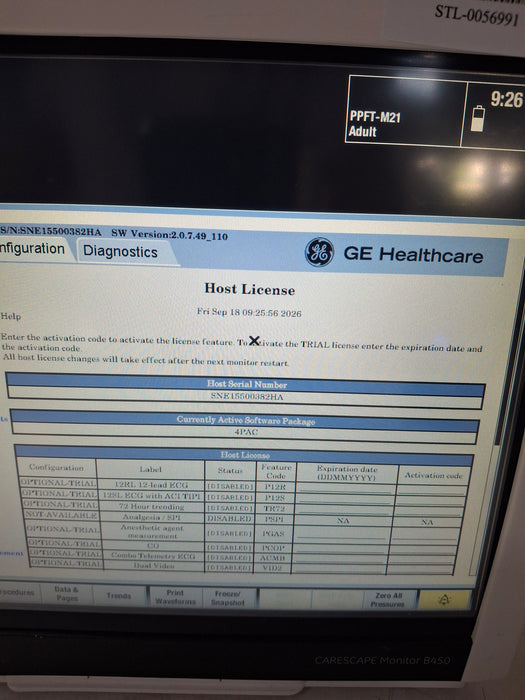 GE Healthcare Carescape B450 Post Anesthesia Care Patient Monitor