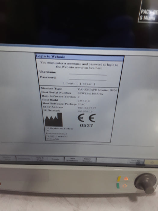 GE Healthcare Carescape B650 Post Anesthesia Care Patient Monitor