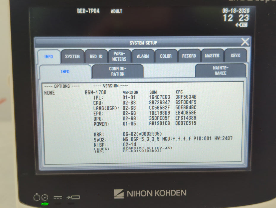 Nihon Kohden BSM-1733 Life Scope PT Transport Patient Monitor