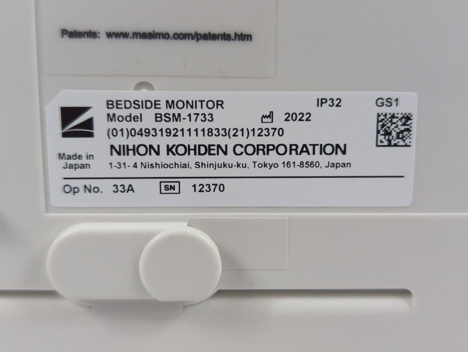 Nihon Kohden BSM-1733 Life Scope PT Transport Patient Monitor