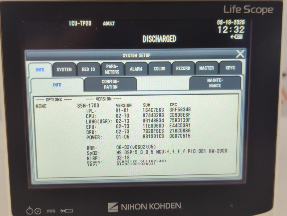 Nihon Kohden BSM-1733 Life Scope PT Transport Patient Monitor