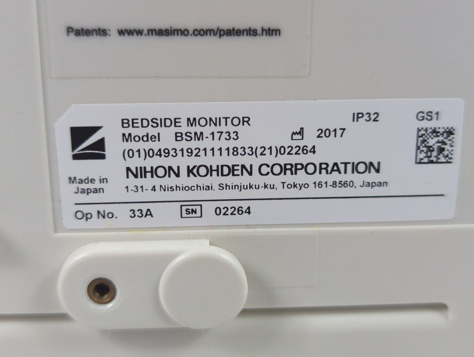 Nihon Kohden BSM-1733 Life Scope PT Transport Patient Monitor