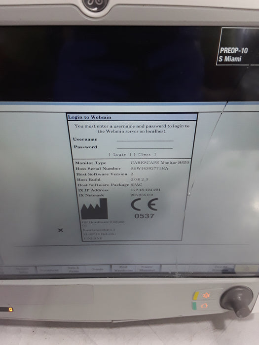 GE Healthcare Carescape B650 Post Anesthesia Care Patient Monitor