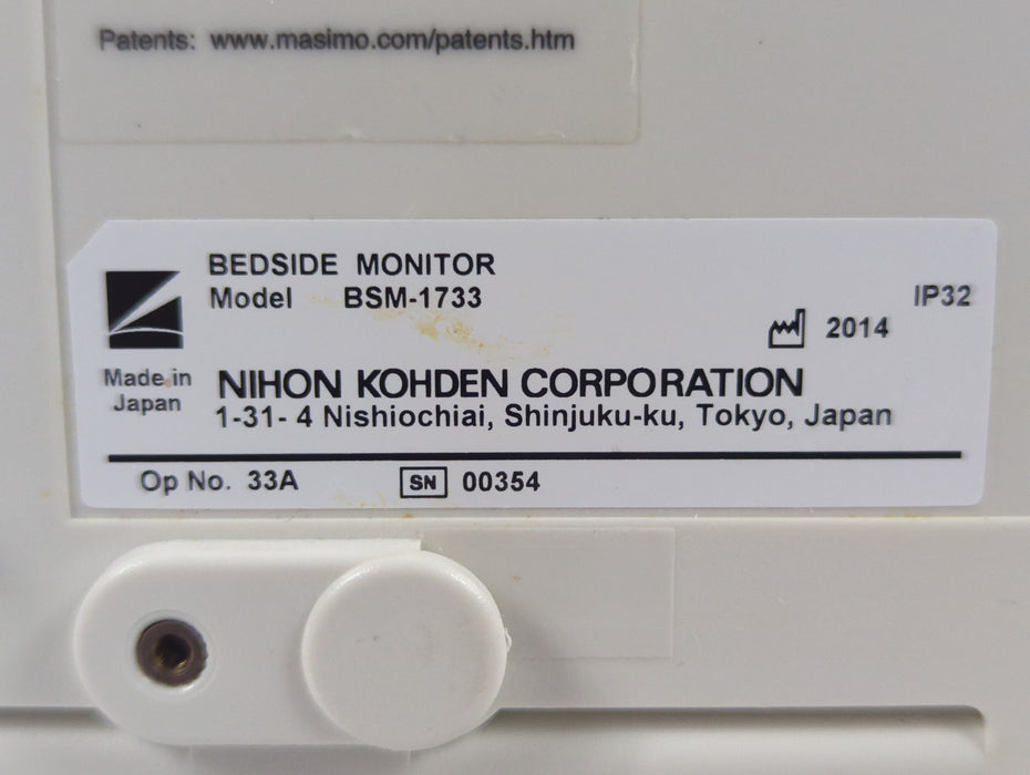 Nihon Kohden BSM-1733 Life Scope PT Transport Patient Monitor