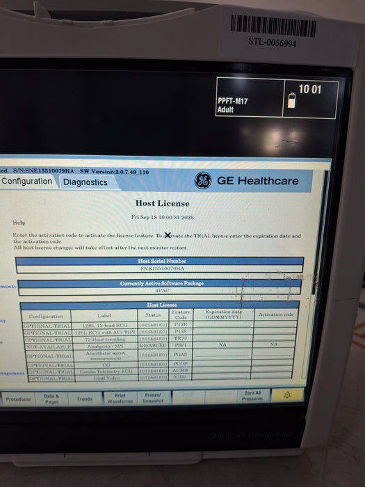 GE Healthcare Carescape B450 Post Anesthesia Care Patient Monitor