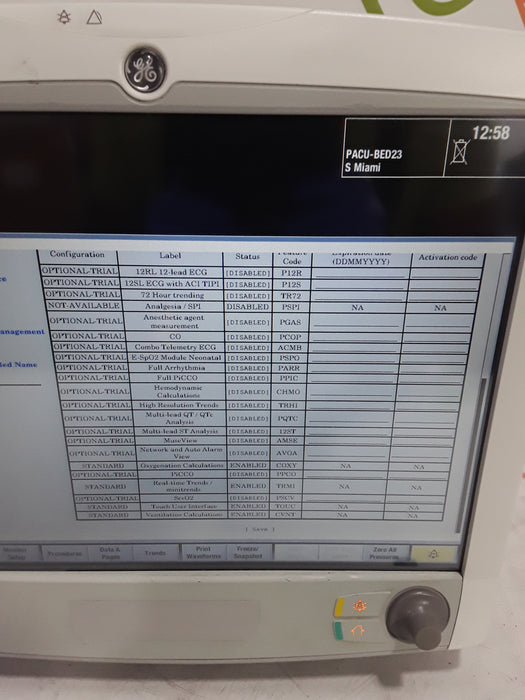 GE Healthcare Carescape B650 Post Anesthesia Care Patient Monitor