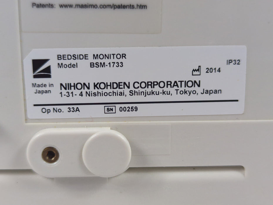 Nihon Kohden BSM-1733 Life Scope PT Transport Patient Monitor