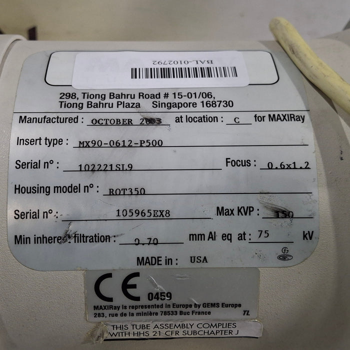 Toshiba Rotanode ROT 350 X-Ray Tube Housing Assembly