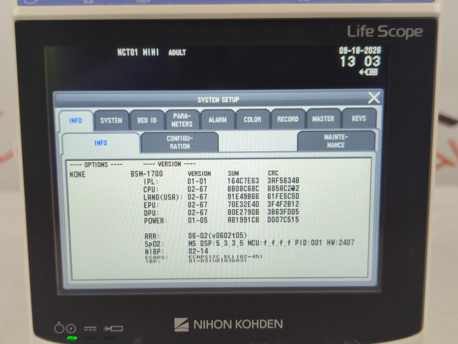 Nihon Kohden BSM-1733 Life Scope PT Transport Patient Monitor