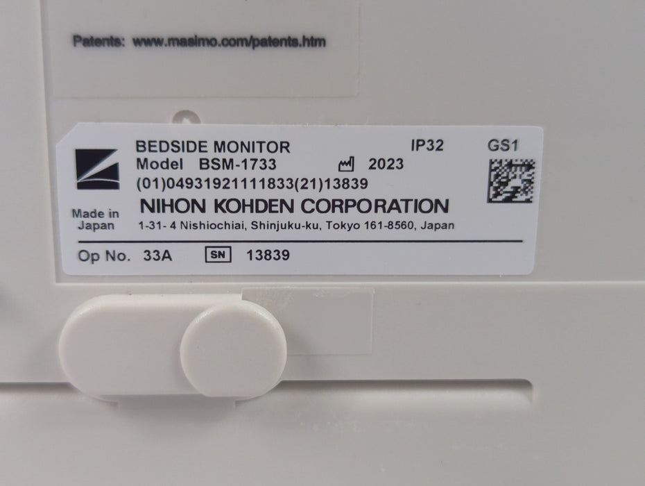 Nihon Kohden BSM-1733 Life Scope PT Transport Patient Monitor