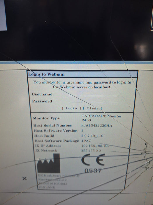 GE Healthcare Carescape B450 Post Anesthesia Care Patient Monitor