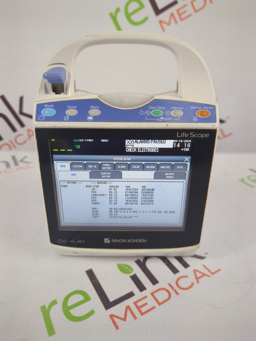 Nihon Kohden BSM-1733 Life Scope PT Transport Patient Monitor