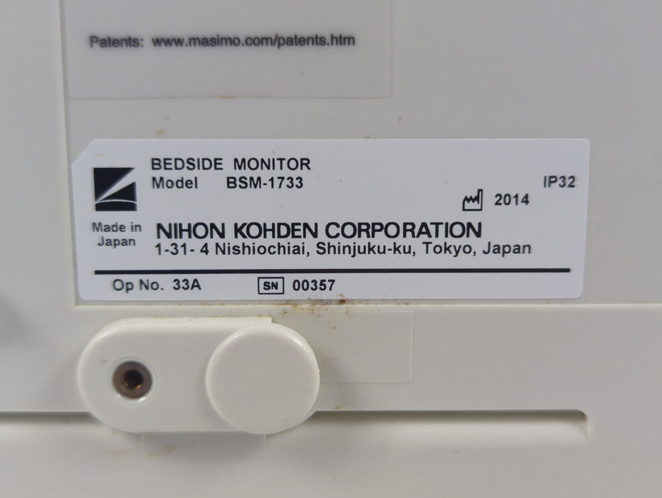 Nihon Kohden BSM-1733 Life Scope PT Transport Patient Monitor