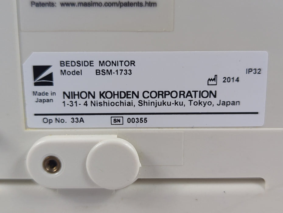 Nihon Kohden BSM-1733 Life Scope PT Transport Patient Monitor